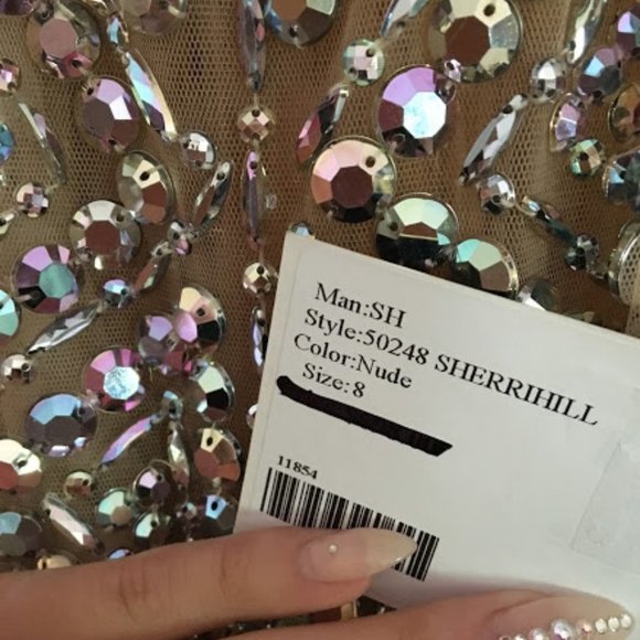 Sherri Hill 50248- Champagne/  Nude/ Iridescent - Picture 8 of 13
